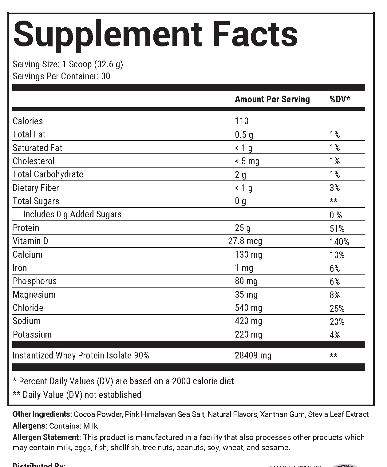 Elite Muscle Fuel Chocolate Supplement Facts label